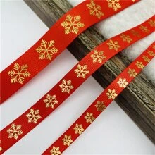 5yards 10mm 15mm 25mm Christmas Decor Grosgrain Ribbon Printed Christmas Design Ribbon For Handmade Design Christmas Decoration Sewing Fabric - Red - View 1
