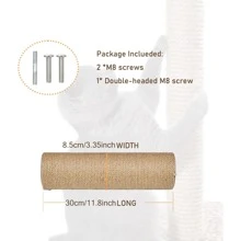 2 Piezas De Repuesto Para Poste De Rascar Para Gato, Piezas De Repuesto Para Árbol Para Gato Pesado Diy, Poste De Cuerda De Yute De 3,35 X 11,8 Pulgadas, Accesorios Duraderos Para Torre De Gato Para Gatos Grandes, Tornillos M10 Incluidos - Amarillo - Ver 4
