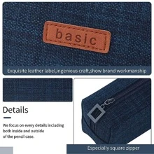 1入組學生筆袋/零錢包/化妝包/辦公室文具收納袋,合適的適用於學校和辦公室生活,藍色的 - 藏蓝色 - 查看 3