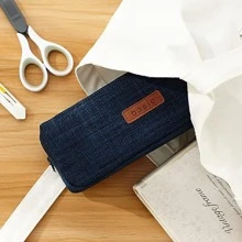 1入組學生筆袋/零錢包/化妝包/辦公室文具收納袋,合適的適用於學校和辦公室生活,藍色的 - 藏蓝色 - 查看 6