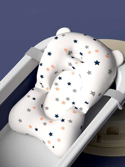 Almohadilla de Suspensión para Baño de Bebé con Estrellas,Evita Resbalones, Suave, de Secado Rápido, Ajustable, Ligero, Cojín de Baño para Bebé para Recién Nacido