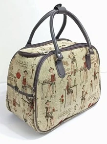 Bolsa Viagem Mala de Mão Estampada Bordo Feminina - Caqui - Visão 1