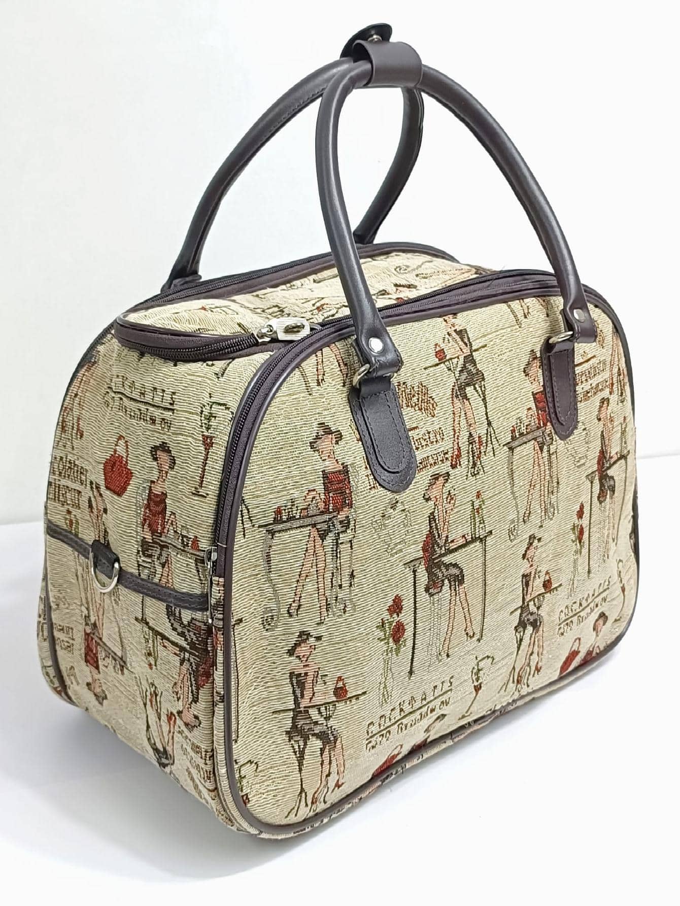 Bolsa Viagem Mala de Mão Estampada Bordo Feminina - Caqui - Visão 1