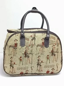 Bolsa Viagem Mala de Mão Estampada Bordo Feminina - Caqui - Visão 2