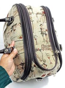 Bolsa Viagem Mala de Mão Estampada Bordo Feminina - Caqui - Visão 3