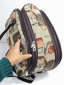Bolsa Viagem Mala de Mão Estampada Bordo Feminina - Caqui - Visão 4