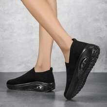 女士新款時尚舒適廣場舞鞋,易穿脫,輕便柔軟,透氣布料,厚氣墊,柔軟底部,有增高款且有大尺碼可選