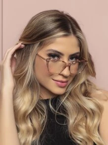 ARMACAO DE OCULOS FEMININO DESCANSO CRISTAL 3D Lente com protecao uv400 - Caramelo - Visão 3