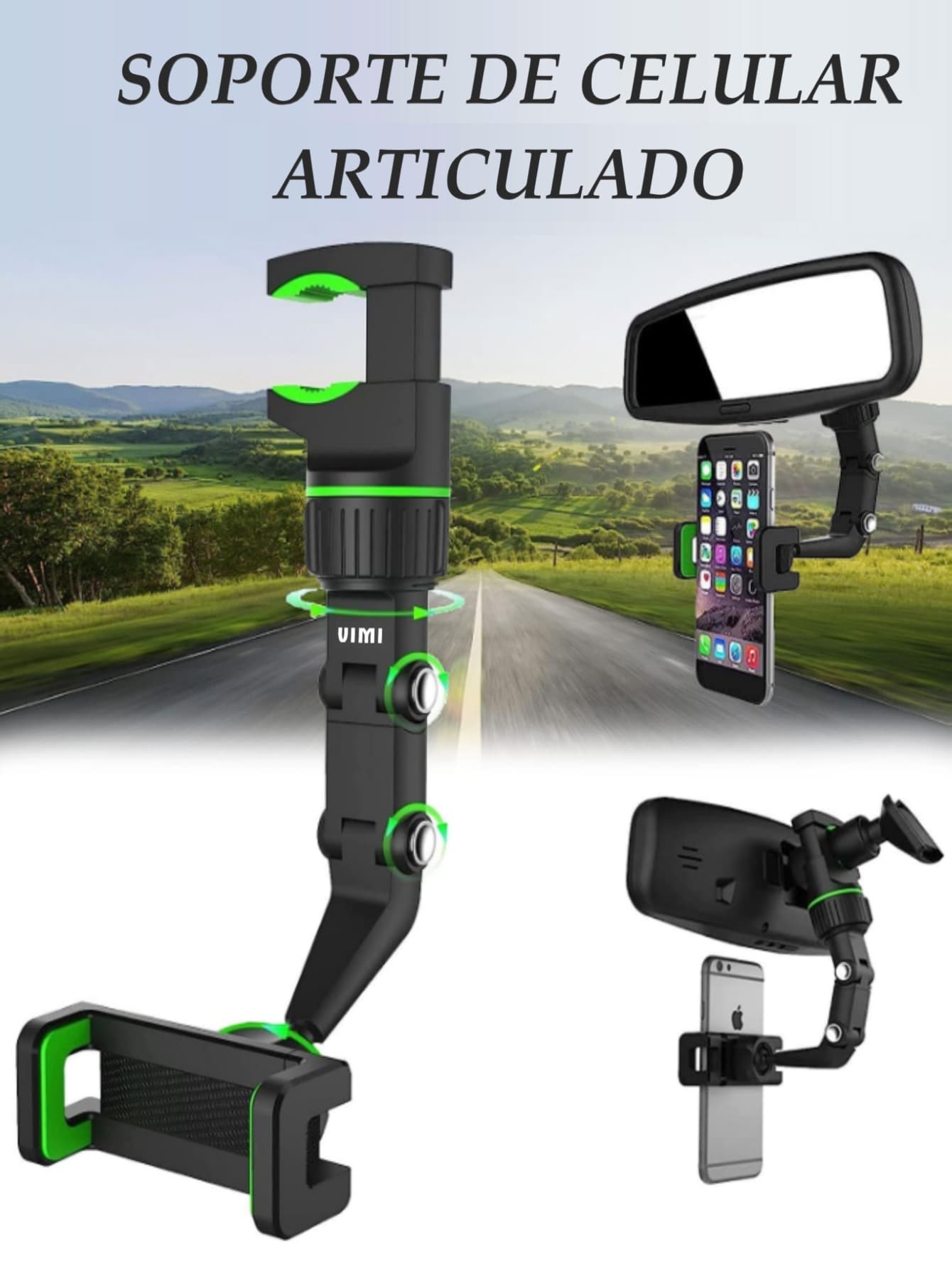 360° Rotating Cell Phone Holder - Black - View 1