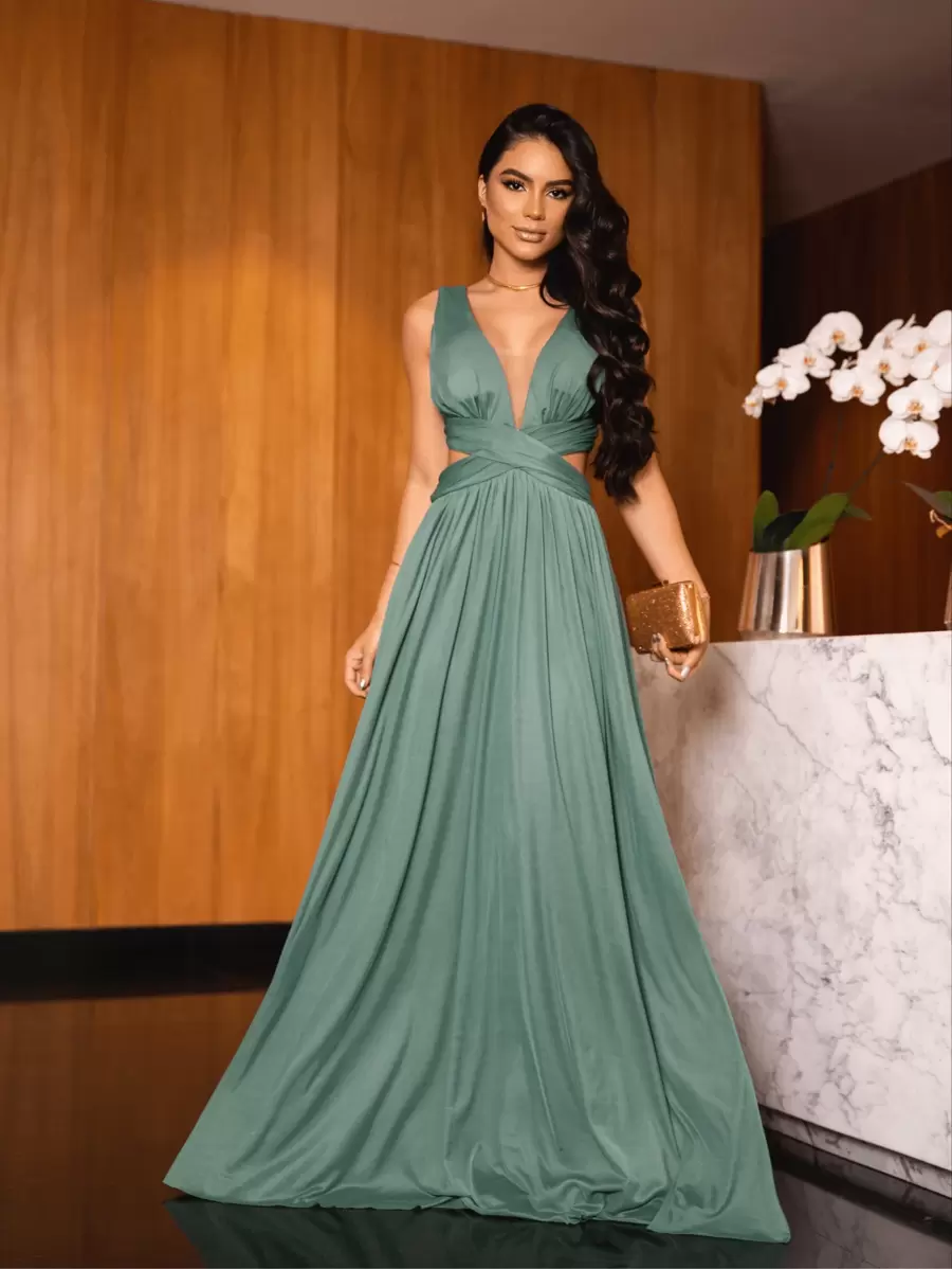 Women Party Dresses - Olive Green - View 1