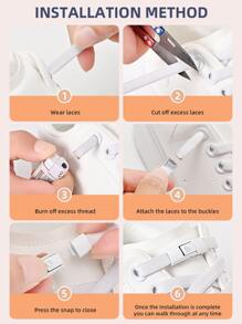 對白色鞋帶鎖，方便套穿，無需繫帶鞋帶扣扣夾，適用於彈性鞋帶 - 白色 - 查看 3