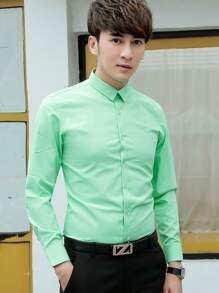 Men Shirts - 薄荷綠 - 查看 1