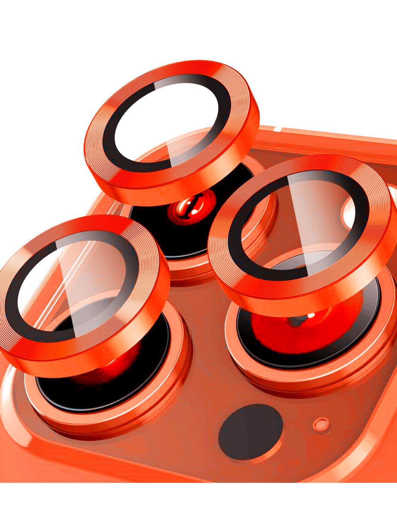 kit Pelicula Metal Liso de Camera proteção Lente Compativel para IPhone XR 11 12 12mini 13 mini 13 14 15 pro pro max - Vermelho - Visão 1