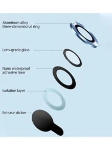 kit Pelicula Metal Liso de Camera proteção Lente Compativel para IPhone XR 11 12 12mini 13 mini 13 14 15 pro pro max - Preto - Visão 3