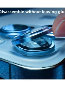 kit Pelicula Metal Liso de Camera proteção Lente Compativel para IPhone XR 11 12 12mini 13 mini 13 14 15 pro pro max - Preto - Visão 5