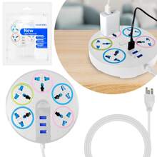 Multicontacto Circular 5 Conexiones 3 Puertos Usb 2500 Watts