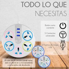Multicontacto Circular 5 Conexiones 3 Puertos Usb 2500 Watts