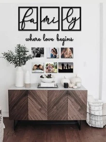 Minimalist Family Decorative Pictures Set / Mdf Wood - Black - View 1