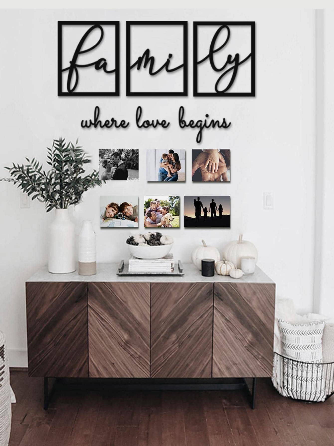 Minimalist Family Decorative Pictures Set / Mdf Wood - Black - View 1