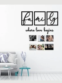 Minimalist Family Decorative Pictures Set / Mdf Wood - Black - View 2