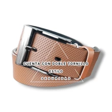 cinturon de vestir piel recuperado varias medidas - Camel - Ver 3