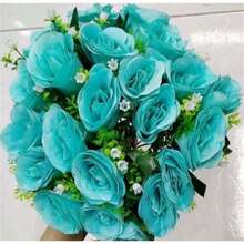 Bouquet Of Roses With Foliage C/24--3916 - màu xanh lá - Xem 1
