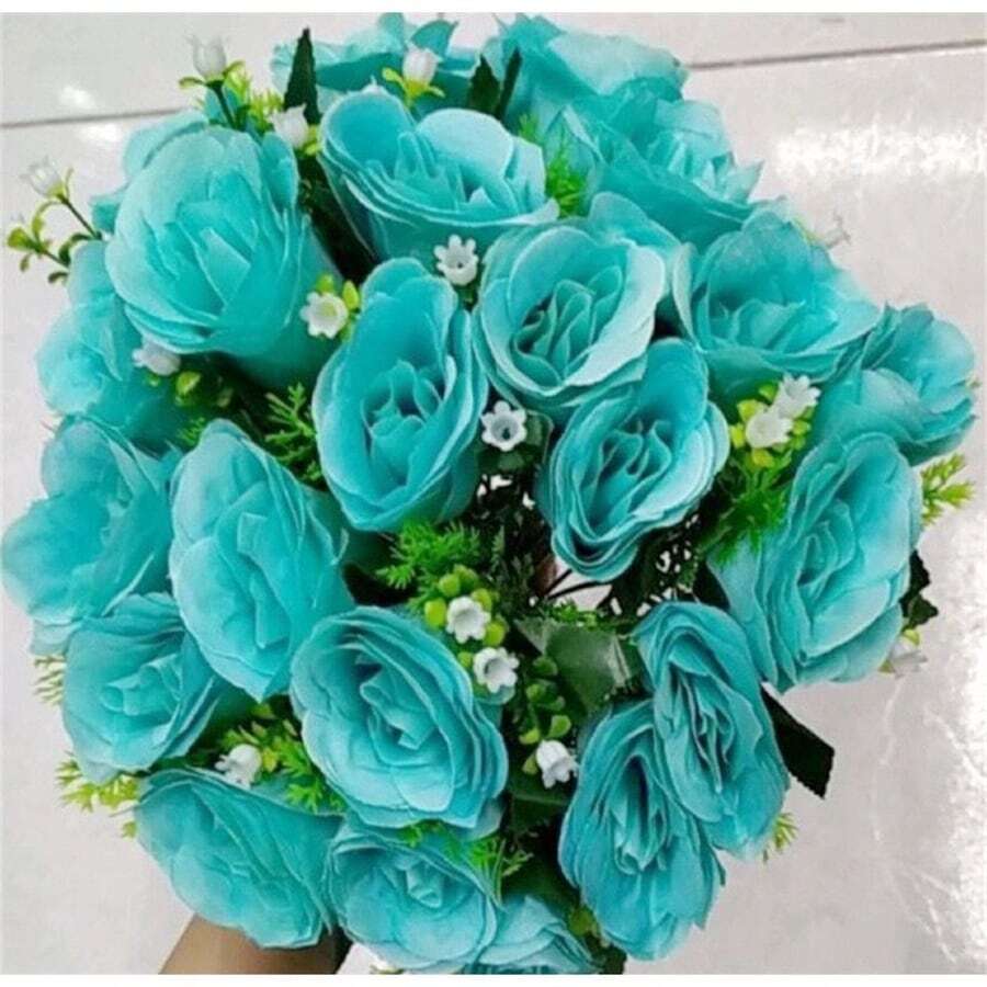 Bouquet Of Roses With Foliage C/24--3916 - màu xanh lá - Xem 1