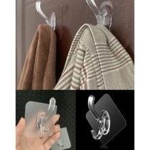 Kit 5 Unidades Gancho de chifre transparente forte, gancho autoadesivo de cristal sem rastros, cabide de roupas, porta de casa, suspensão de parede - cor tansparente - Visão 1