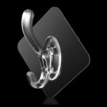 Kit 5 Unidades Gancho de chifre transparente forte, gancho autoadesivo de cristal sem rastros, cabide de roupas, porta de casa, suspensão de parede - cor tansparente - Visão 3