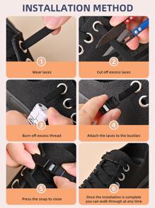 1 对磁性免系带鞋带，带弹性和磁性扣，时尚，适合运动鞋、白鞋、篮球鞋、训练鞋、跑步鞋、休闲鞋 - 黑色 - 查看 4