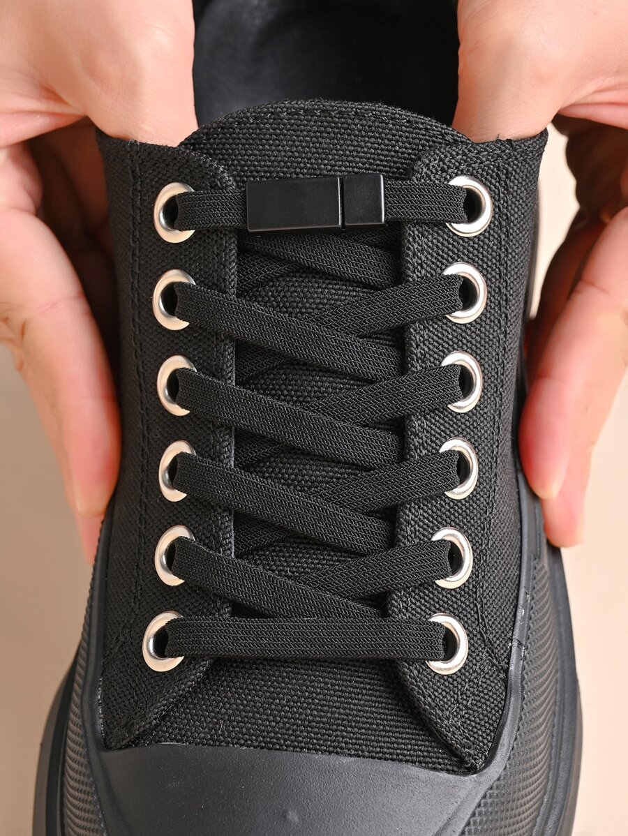 1 对磁性免系带鞋带，带弹性和磁性扣，时尚，适合运动鞋、白鞋、篮球鞋、训练鞋、跑步鞋、休闲鞋 - 黑色 - 查看 1