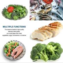 1pc Stainless Steel 3-Leg Steamer Pot, Collapsible Lotus Flower Shaped Steamer Rack, Kitchen Steaming Plate With Draining Tray - Silver - View 5