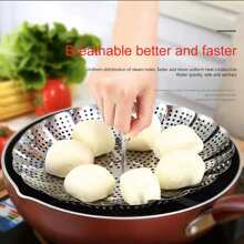 1pc Stainless Steel 3-Leg Steamer Pot, Collapsible Lotus Flower Shaped Steamer Rack, Kitchen Steaming Plate With Draining Tray - Silver - View 9