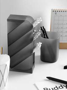Organizador de escritorio diseño de archivero plastico resistente - Negro - Ver 3