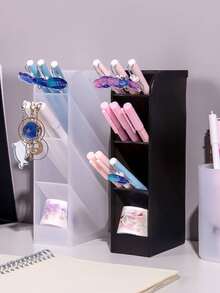 Organizador de escritorio diseño de archivero plastico resistente - Negro - Ver 1