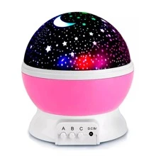 Star Projector Lamp Moon Space Children Night Light Room Decoration - 粉色 - 查看 3