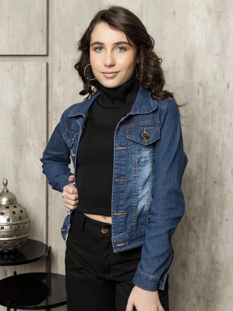 Tween Girls Denim Jackets & Coats - Rửa tối - Xem 1