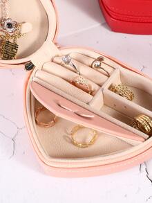 Plain Heart Shaped Jewelry Box - 玫紅色 - 查看 2