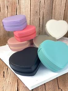 Plain Heart Shaped Jewelry Box - 玫紅色 - 查看 3
