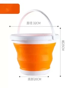 Cubeta plegable ahorra espacio resistente con agarradera util para casa cocina y baño - Multicolor - Ver 2