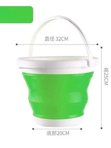 Cubeta plegable ahorra espacio resistente con agarradera util para casa cocina y baño - Multicolor - Ver 3