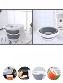 Cubeta plegable ahorra espacio resistente con agarradera util para casa cocina y baño - Multicolor - Ver 7