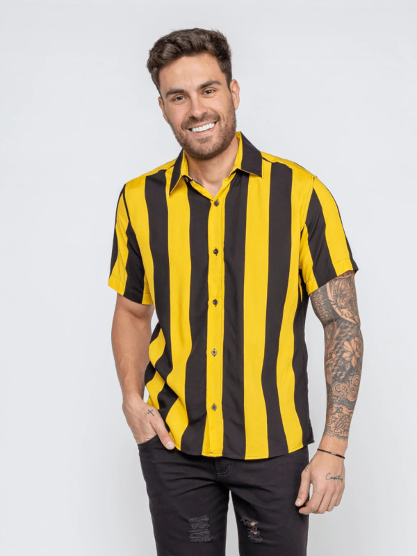 Men Shirts - 黃色 - 查看 1