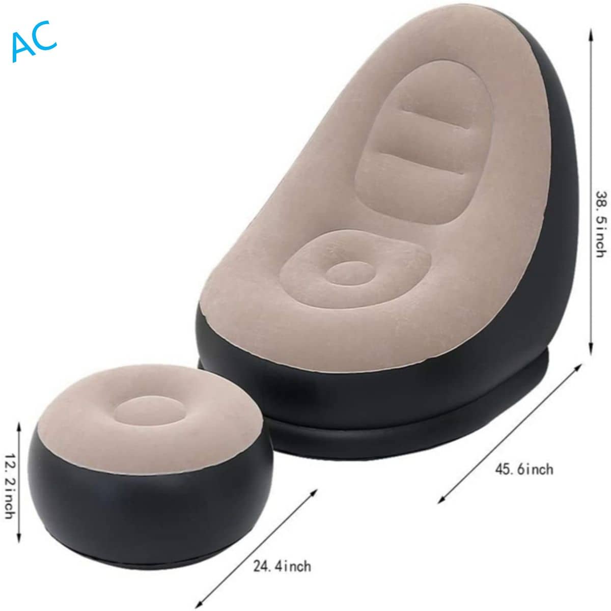 Sillon sofa inflable con reposapies para ocio descanso - Negro - Ver 1