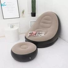 Sillon sofa inflable con reposapies para ocio descanso - Negro - Ver 2