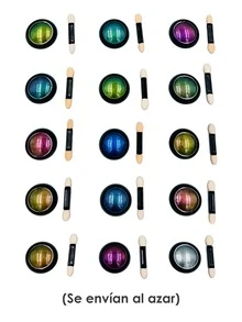 1 Set de 3 PZ de polvos de aurora efecto de ojo de gato uñas tonos diferentes variados y lindos colores al azar - Multicolor - Ver 1