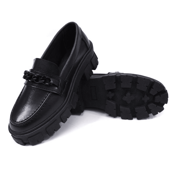 Mocassim Feminino Tratorado Super Leve Oxford Plataforma Blogueira Metal Corrente
