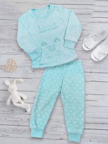 PIJAMA CALIENTITA MANGA LARGA BOLSA-GATO - verde menta - Ver 2