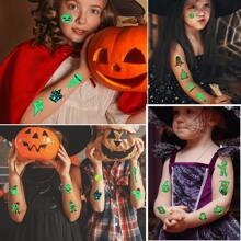 10pcs Halloween Cartoon Style Luminous Waterproof Temporary Tattoos For Kids, Pumpkin Face Design Party Sticker - Multicolor - View 2