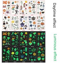 10pcs Halloween Cartoon Style Luminous Waterproof Temporary Tattoos For Kids, Pumpkin Face Design Party Sticker - Multicolor - View 3